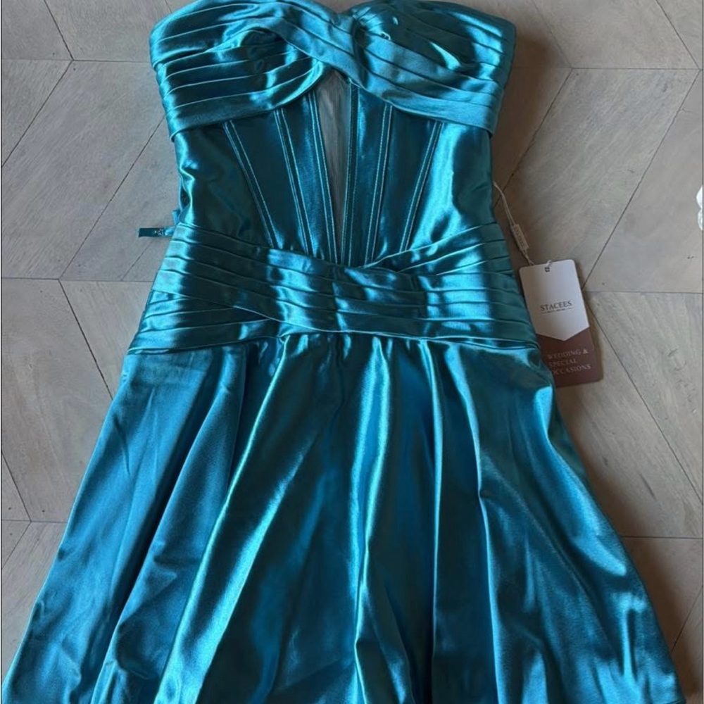 Bebe Turquoise Strapless Dress